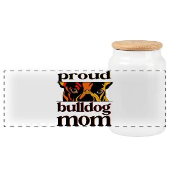 Proud Bulldog Mom – Dog Lover Illustration - Panorama Keksdose mit Holzdeckel - Weiß - Vorne