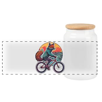 Renard Vélo Vélo Vélo Animal Renards - Boîte à biscuits avec couvercle en bois - blanc - Devant