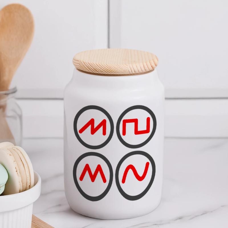 synth waves Panoramic Cookie Jar with Wooden Lid