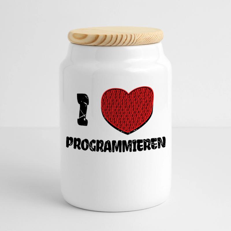 Developer Herz Webentwickler Statement Computer Panorama Keksdose mit Holzdeckel