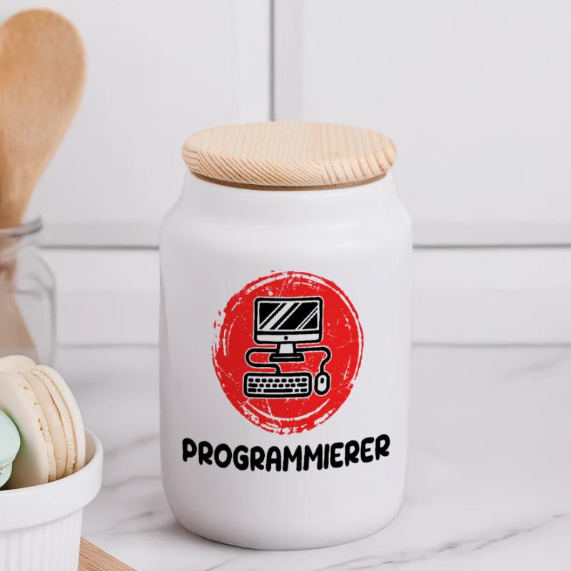 Developer Programmierer Coden Computer Informatik Panorama Keksdose mit Holzdeckel