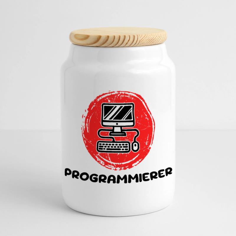 Developer Programmierer Coden Computer Informatik Panorama Keksdose mit Holzdeckel