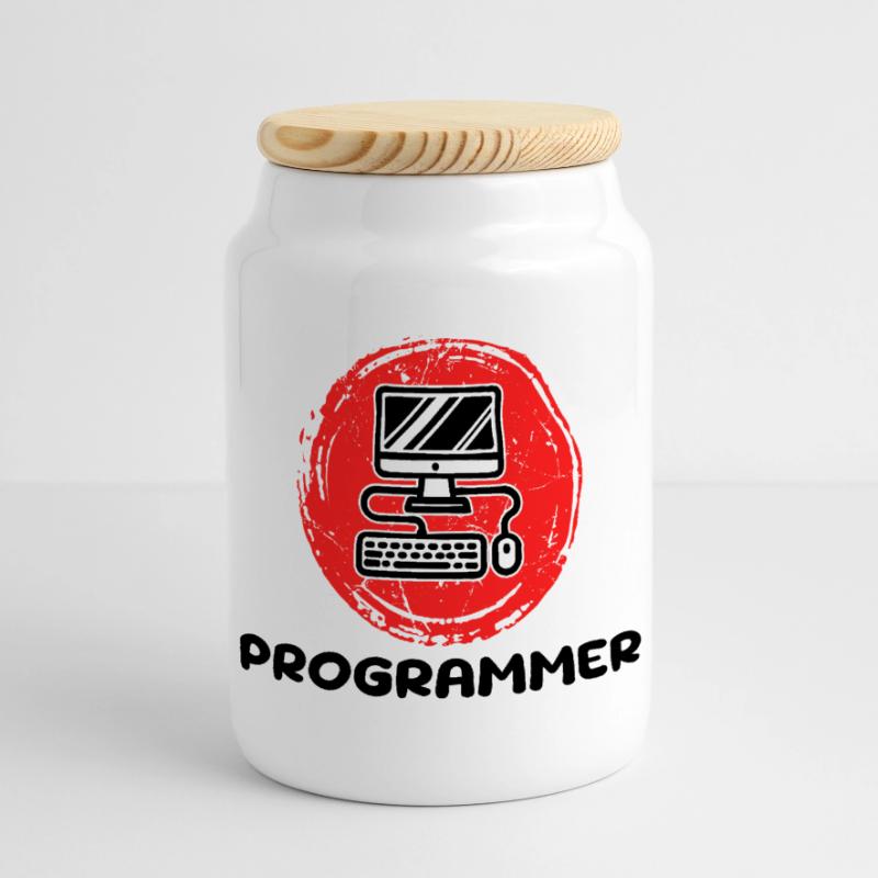 Computer Developer Programmierer Code Skripting Panorama Keksdose mit Holzdeckel