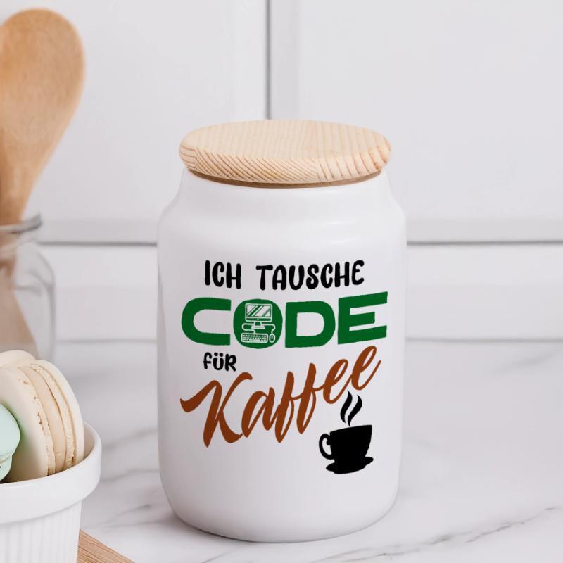 Programmierer Softwareentwickler Developer Code Panorama Keksdose mit Holzdeckel