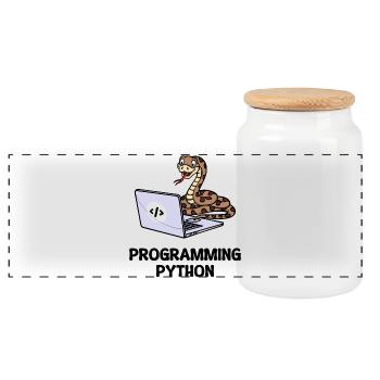 Developer Funny Sayings Programmer Computer - Panoramic Cookie Jar with Wooden Lid - white - Front