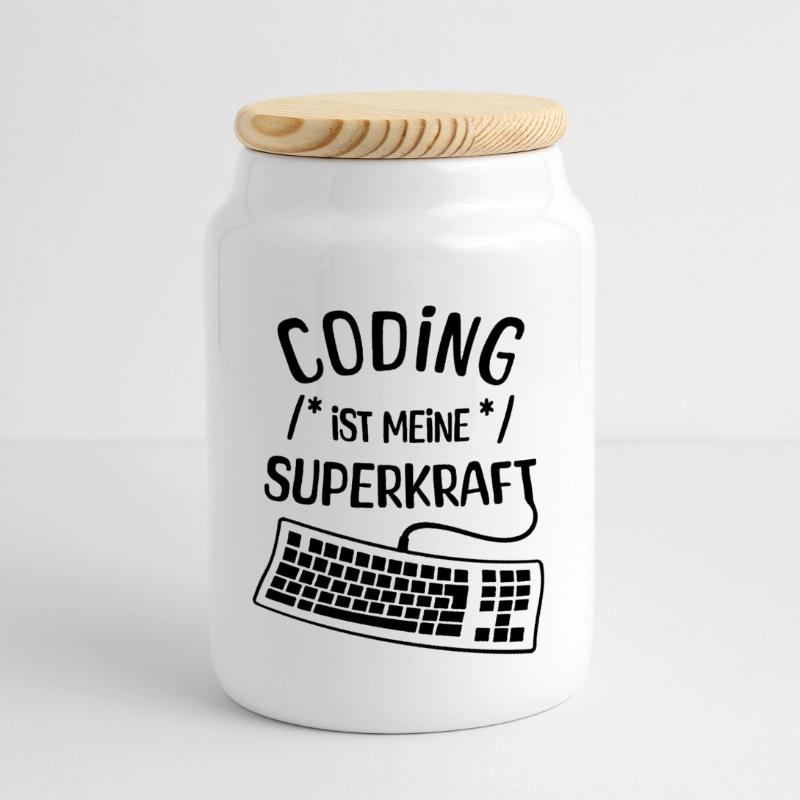 Computer Code Statement Developer Computergeek Panoramic Cookie Jar with Wooden Lid