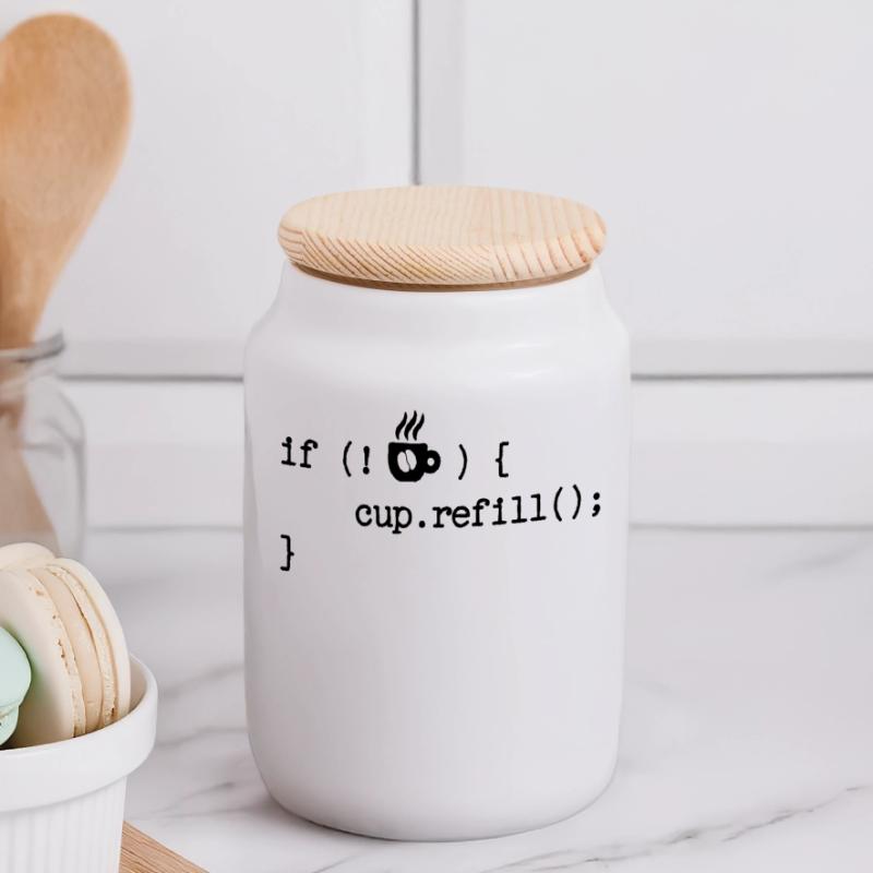 Developer Programmierer Code Webentwickler Debug Panorama Keksdose mit Holzdeckel