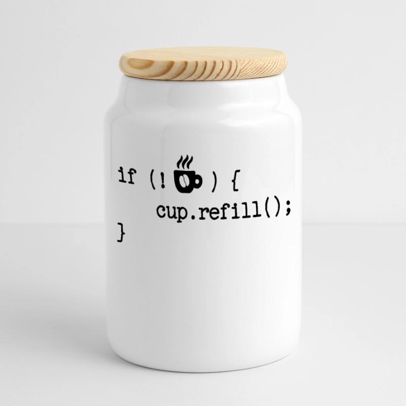 Developer Programmierer Code Webentwickler Debug Panorama Keksdose mit Holzdeckel