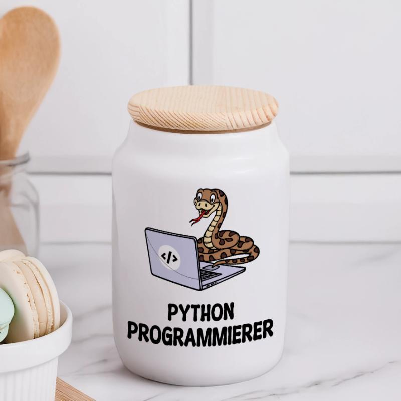 Programmierer Computer Code Developer Statement Panorama Keksdose mit Holzdeckel