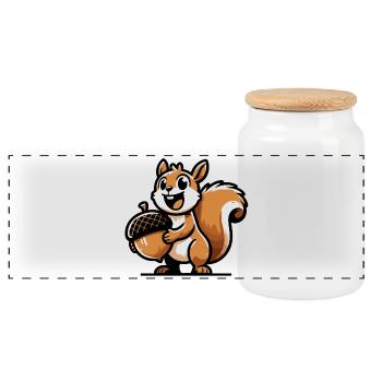 Acorn Ace: The Nutty Navigator - Panoramic Cookie Jar with Wooden Lid - white - Front