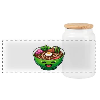 Happy Ramen Bowl: Die fröhliche Suppe - Panorama Keksdose mit Holzdeckel - Weiß - Vorne
