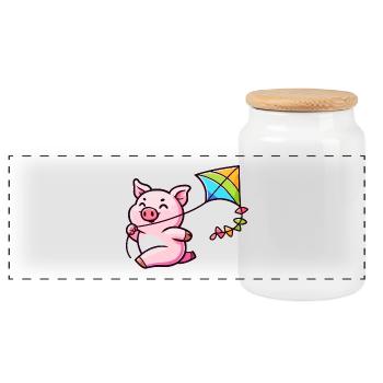 L’aventure du cerf-volant de Breezy Piglet - Boîte à biscuits avec couvercle en bois - blanc - Devant