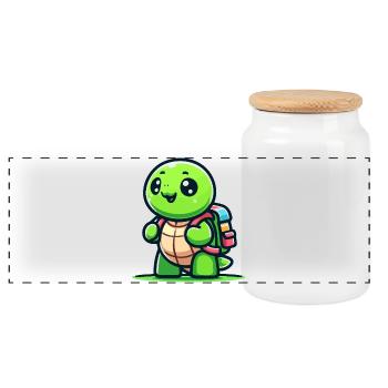 Trailblazer Turtle: The Explorer - Panoramic Cookie Jar with Wooden Lid - white - Front