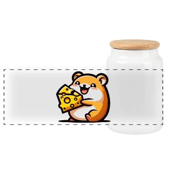 Cheesy Chomper: Der entzückende Hamster - Panorama Keksdose mit Holzdeckel - Weiß - Vorne