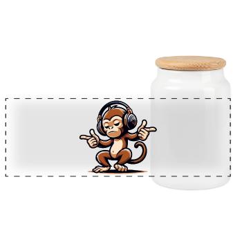 Der Mix Master Monkey - Panorama Keksdose mit Holzdeckel - Weiß - Vorne