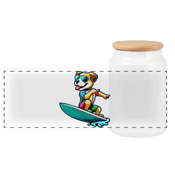Wave Riding Buddy - Panoramic Cookie Jar with Wooden Lid - white - Front