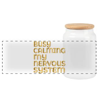 CALMING MY NERVOUS SYSTEM - Panoramic Cookie Jar with Wooden Lid - white - Front