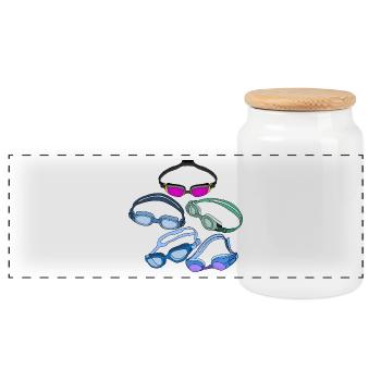 Lunettes de natation cool - Boîte à biscuits avec couvercle en bois - blanc - Devant
