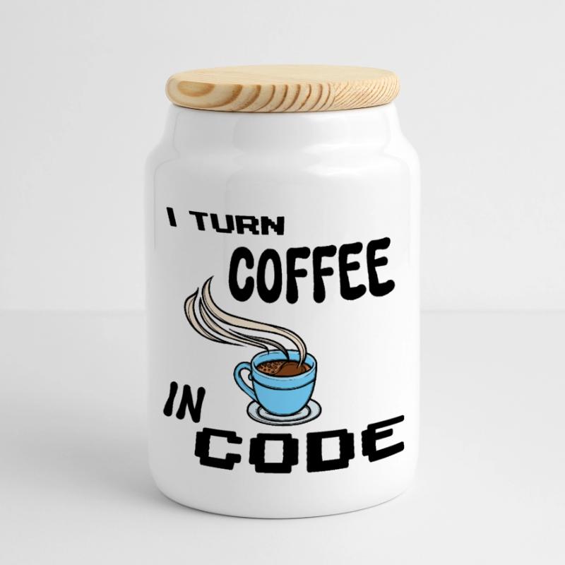 Code Programmierer Skripting Statement Developer Panorama Keksdose mit Holzdeckel