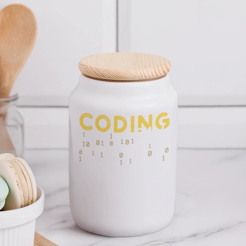 Coden Statement Développeur Programmeur Scripting Boîte à biscuits avec couvercle en bois
