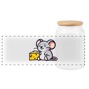 Cheese Lover Mouse: The Snacktime Friend - Panoramic Cookie Jar with Wooden Lid - white - Front
