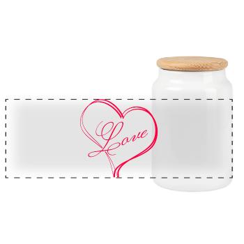 Herz Herzen love - Panorama Keksdose mit Holzdeckel - Weiß - Vorne
