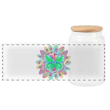 Papillons Fleur - Boîte à biscuits avec couvercle en bois - blanc - Devant