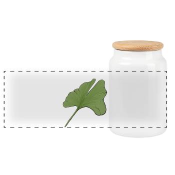 Feuille ginkgo verte stylisée - Boîte à biscuits avec couvercle en bois - blanc - Devant