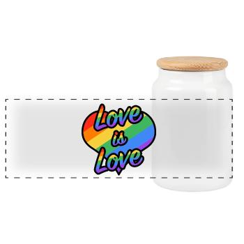 Love is Love Rainbow Heart - Panoramic Cookie Jar with Wooden Lid - white - Front