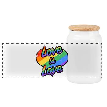Regenbogenherz: Liebe ist Liebe - Panorama Keksdose mit Holzdeckel - Weiß - Vorne