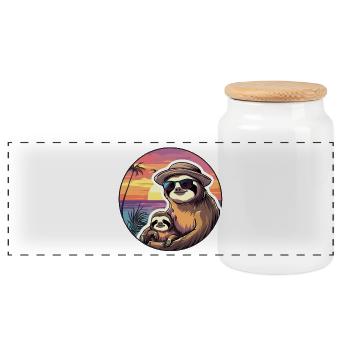 Papa Sohn Faultier Väter Söhne Faultiere Vintage - Panorama Keksdose mit Holzdeckel - Weiß - Vorne