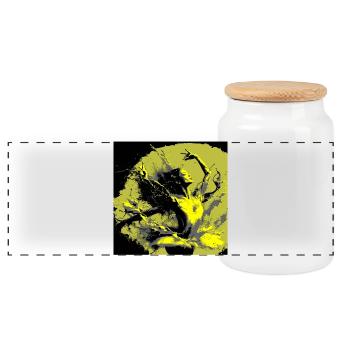 Neo-Expressionist Dance Bursting with Colors - Panoramic Cookie Jar with Wooden Lid - white - Front