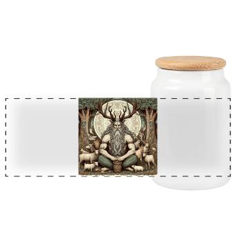 Cernunnos, keltischer Gott - Panorama Keksdose mit Holzdeckel - Weiß - Vorne