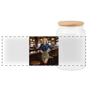 Military Women Have Fun Too - Panoramic Cookie Jar with Wooden Lid - white - Front