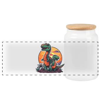 Dinosaurier Papa Dino Vater Sohn Vintage Retro - Panorama Keksdose mit Holzdeckel - Weiß - Vorne