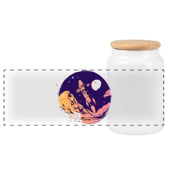 rocket space space school start Go space nerd - Panoramic Cookie Jar with Wooden Lid - white - Front