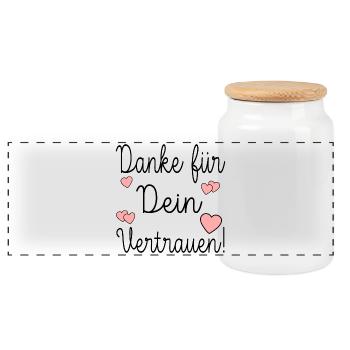 DANKE FÜR DEIN VERTRAUEN - Panorama Keksdose mit Holzdeckel - Weiß - Vorne