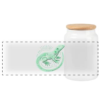 Lizard shades of green, aboriginal motifs, tribal - Panoramic Cookie Jar with Wooden Lid - white - Front