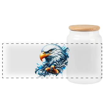 Eagle - Panoramic Cookie Jar with Wooden Lid - white - Front