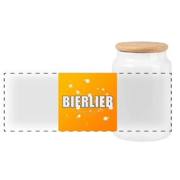 Bierlieb - carré - Boîte à biscuits avec couvercle en bois - blanc - Devant