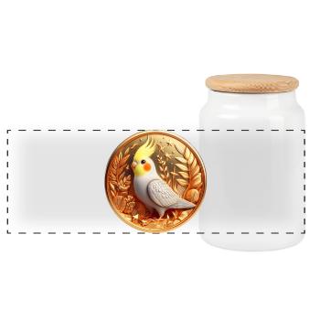 Médaille (01) - Boîte à biscuits avec couvercle en bois - blanc - Devant