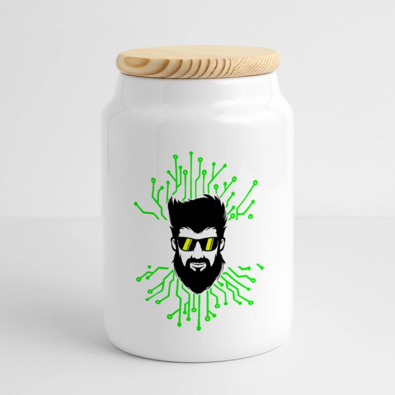 Computerfreak Developer Open Source Code Skripting Panorama Keksdose mit Holzdeckel