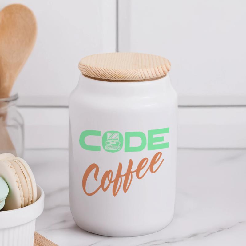 Programmierer Developer Code Statement Computer Panorama Keksdose mit Holzdeckel