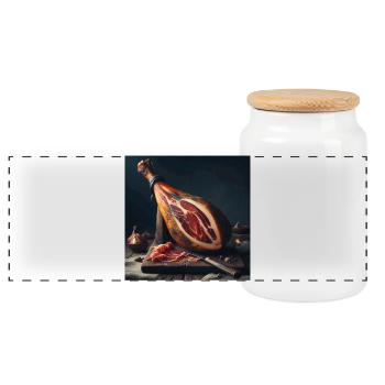 Serrano ham leg - Panoramic Cookie Jar with Wooden Lid - white - Front
