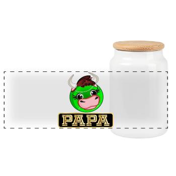 GEBURTSTAG STIER - TENNIS PAPA - Panorama Keksdose mit Holzdeckel - Weiß - Vorne