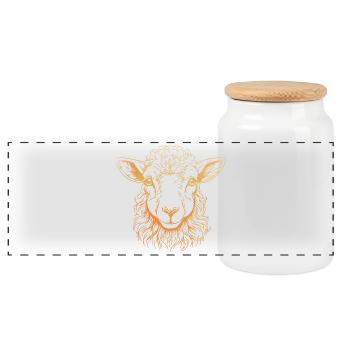 Lamb Portrait - Panoramic Cookie Jar with Wooden Lid - white - Front