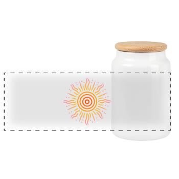 Sun Tribal Patterns Yellow Red Pink - Panoramic Cookie Jar with Wooden Lid - white - Front