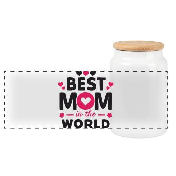 Beste Mama der Welt - Panorama Keksdose mit Holzdeckel - Weiß - Vorne