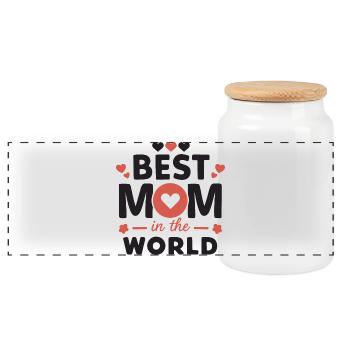 Beste Mama der Welt - Panorama Keksdose mit Holzdeckel - Weiß - Vorne