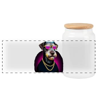 Deutsch Drahthaar Gangsta Gangster Hund Geschenk - Panorama Keksdose mit Holzdeckel - Weiß - Vorne